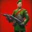 Placeholder: War propaganda of a patriotic soldier wearing green w red lights