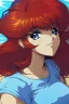 Placeholder: 1girl, retro anime, 80's, redhead,portrait, synth-wave, beach