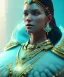 Placeholder: A portrait of a crystalised queen, atmospheric, realistic, unreal engine, cinematic lighting, octane render, transoarent, gold turquoise light