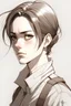 Placeholder: Portrait sketch of androgynous masculine woman with hairstyle like Levi from attack on titan