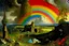 Placeholder: A cursed rainbow realm empire in Bauhaus art style painted by Gustave Courbet