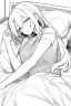 Placeholder: girl on a hospital bed, line arts, greyscale,
