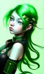 Placeholder: girl, cute, beautiful, green hair, casual clothes, head and shoulders portrait