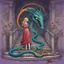 Placeholder: One last dance, on the steps of Hell All lost children know her well, She's kissed the serpent thrice times twice, expansive, by Alexander Jansson, digital mixed media art, colorful, cel shading, volumetric lighting.