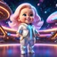 Placeholder: (masterpiece, best quality, 8k, RAW photo, beautiful and aesthetic:1.2), complex detail, Indirect light, photorealistic, (((full body))), Cosmic Boss Baby style smiling, Long clear curvy hair, colorfull Sci-Fi environment