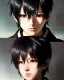 Placeholder: Detailed young anime boy crying, dark brown hair , intricate details, full body portrait, keep head in frame, slight, black Japanese motif, concept art, highly detailed, digital painting, concept art, sharp focus, illustration, art by Yoji Shinkawa, WLOP and greg rutkowski and alphonse mucha and artgerm and yanjun Chen and Junji ito and Makoto Shinkai, HDR, octane render