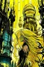 Placeholder: bizarre surreal arafed art, (((heavily stylized Rapunzel))) inside an urban vector tower made of glass columns and dark perpendiculars, (((no facial details))), black revert facial silhouette, demonic yellow slit eyes, fuzzy interlocking untamed hair, long glowing blonde hair like a golden waterfall sweeping into a massive vertical pillar, deconstruct aesthetic, spindle shock, elegant Art Nouveau features with Klimt gold leaf textures, warm yellow orange beige and amber light reflections, abstra