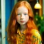 Placeholder: pretty girl, aged 13, ginger, conventionally attractive, bright clothes, realism, dreamy, tight top