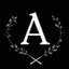 Placeholder: 2 branches(crossed at bottom, arching wreaths), Letter A in Middle, light white vector on black background