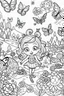 Placeholder: coloring pages for kids, Texto " Lisbeth Del Valle " en alta definición, caracterizado al estilo de Cute hello kitty, halloween y flores, ilustración, mariposas,renderizado 3d, vibrante, 3d render, typography, fantasy art , cartoon style, thick lines, low detail, black and white, no shading, --ar 85:110
