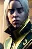 Placeholder: Billie Eilish, mask Dishonored 2, realistic, not to be distinguished from a photo, identical pupils, photorealistic illustration