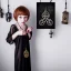 Placeholder: Realistic photo Russian shorthair tomboy with black magic amulet on the neck boyish face men's look boys face boylike in lacy girlish nightgown in girlish room with amulets of black magic and symbols of evil forces on the wall