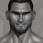 Placeholder: Buff dude with chiseled cheeks, black and white portait, gigachad