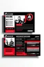 Placeholder: business card layout for a realistic gym instructor, red and black, vector art with gym machines, white background with email, address, phone number and Instagram icons