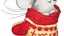 Placeholder: fantasy cartoon style illustration: red mitten with a little cute mouse peeking out