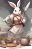 Placeholder: holy bunny with cooking knife dnd art adventurer