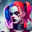 Placeholder: Harley Quinn, violent, high delicate defined details, beautiful, atmospheric, rain, matte, 3 d 8 k octane rendered, sharp focus, illustration, high detail, ultra realistic, highly saturated colors