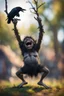 Placeholder: twig troll catching holding crow upside down laughing,bokeh like f/0.8, tilt-shift lens 8k, high detail, smooth render, down-light, unreal engine, prize winning