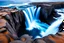 Placeholder: massive intimidating rock cliffs ascend all around and further up out of view. far below, the stormy ocean swirls intimidatingly. The ocean water falls off a waterfall down into a circular pit