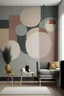 Placeholder: Create handpainted wall mural Create handpainted wall mural with a balanced composition of circles and rectangles, embracing the simplicity and elegance of Suprematism. Use muted tones for a sophisticated look.