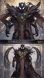 Placeholder: Rainhard suit mix with venom symbiote in solo leveling shadow artstyle, rainhard armor, demon lord them, intricate details, highly detailed, high details