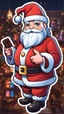 Placeholder: Chibi santa-claus huge big Chocolate in 8k sticker, style of fairy academia, neon lights, intricate details, highly detailed, high details, detailed portrait, masterpiece,ultra detailed, ultra quality