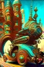 Placeholder: Cars and vehicles, steampunk sci-fi City, Chromolithography, weird, cinematic, psychedelic tableaux art, extremely detailed, high resolution, creative