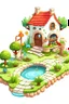 Placeholder: 2D art for one cute small garden , white background, full body, cartoon style, no shadows.