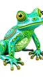 Placeholder: A mint colored nature elemental frog designed in Mexican folk art painted by Jeffrey Kolker