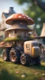 Placeholder: tractor with a mushroom house on top,bokeh like f/0.8, tilt-shift lens 8k, high detail, smooth render, down-light, unreal engine, prize winning