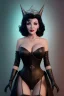 Placeholder: Joan Collins as evil queen in black leather, leather, busty, cleavage, angry, stern look. character design by cory loftis, fenghua zhong, ryohei hase, ismail inceoglu and ruan jia. unreal engine 5, artistic lighting, highly detailed, photorealistic, fantasy