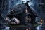 Placeholder: little dark witch fairy sleeps in her stunning lacy-onix gothic snail house, storm, rain, volumetric light, dark colors, rain drops, dark tendrils in background, fantasy, scifi, dark fantasy , dark stunning mood intricate details, beautifully shot, hyperrealistic, sharp focus, 64 megapixels, perfect composition