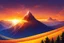 Placeholder: A serene mountain landscape during sunset with a blue and orange sky.