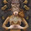 Placeholder: Sango fantasy, fantasy magic, intricate, sharp focus, illustration, highly detailed, digital painting, concept art, matte, art germ and Paul Lewin and Kehinde Wiley, masterpiece silver elephant head bronze Buddha Asian African girl nice breast Hawaiian hair turquoise golden waves