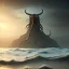 Placeholder: franz frazetta style, kraken on the sea, sunrise, open seas, primordial