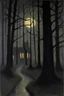 Placeholder: Night, trees, rocks, creepy, gothic horror films influence, georges lemmen and henry luyten paintings