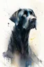 Placeholder: A portrait of black Labrador by Willem Haenraets, watercolor, wet on wet and splattering techniques, centered, perfect composition, abstraction, surrealism