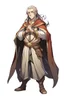 Placeholder: anime high elf male in his fifties wearing medieval tunic with hands behind his back