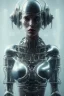 Placeholder: cyberpunk, chrome body, women, portrai, open mouth, perfect skin, tron, cyborg , perfekt, real, dream, hr giger