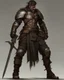 Placeholder: A brave warrior with leather and metal combat clothes