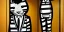 Placeholder: Cartoon zebra standing upright wearing a suit in an elevator