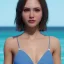 Placeholder: girl look beautiful wear swimwear, close-up,eyes like ocean blue, short hair, smile, 8k, rtx, eyebrows like serious, facing left, hyper realistis