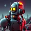 Placeholder: a retro-futuristic robot, space age, dystopia, stylised, digital art, 3d render