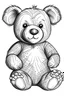 Placeholder: Outline art for coloring page, STYLISH HAPPY TEDDY BEAR, coloring page, white background, Sketch style, only use outline, clean line art, white background, no shadows, no shading, no color, clear