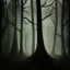 Placeholder: terrifying painting of dark wood forest shadow, horror art