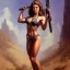 Placeholder: bodybuilder woman holding rifle frank frazetta