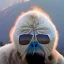 Placeholder: subject = (Yeti in a mask) background = (wildfires, mountains, fires, smoke, disaster)