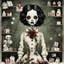 Placeholder: creepy Christmas themed porcelain doll collection, color ink illustration, mistletoe, presents, eerie, doll phobia, horror, surreal, gritty by Chris Friel and Dave McKean and Goru Fujita