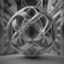 Placeholder: optical illusion 3D, monochrome, trefoil knot, photorealistic, symmetric, high contrast, side light , modern, surreal, high resolution, octane render , unreal engine 5