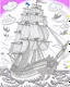 Placeholder: Create an exhilarating coloring page inspired by the Pirates of the Caribbean movie, featuring a majestic pirate ship sailing through rough seas. Challenge young artists to add their creative touch to billowing sails, the iconic Jolly Roger flag, and crashing waves. This black-and-white coloring adventure invites kids to embark on an exciting journey as they bring this thrilling pirate ship scene to life on paper.